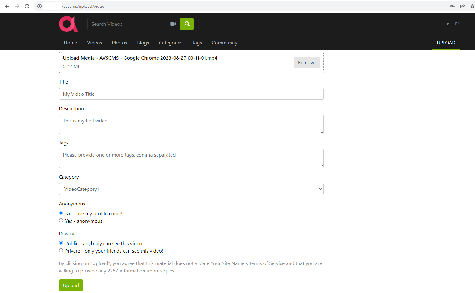 Upload-video-information